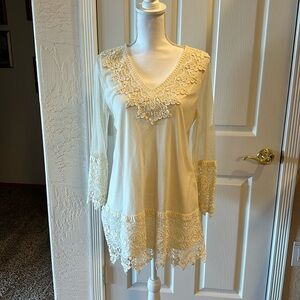 Alfani lace and sheer overlay blouse